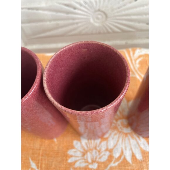 Vintage MCM Dryden Art Pottery Tumbler Glasses set of 4 Rose Mauve - Picture 4 of 8